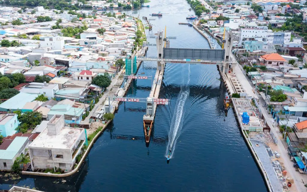 Dự án ngăn triều tại phường Phú Định, TP Hồ Chí Minh. Ảnh: Trungnam Group.